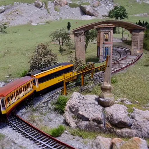 Prompt: model train diorama of tudela