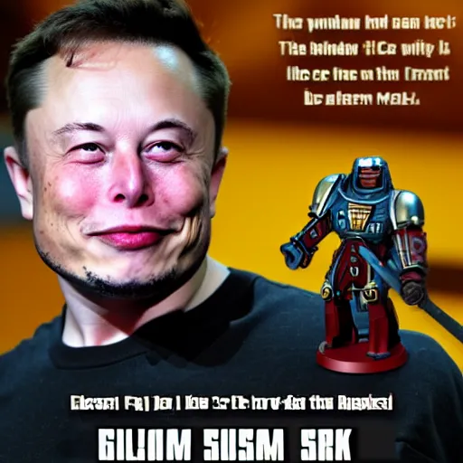 Prompt: elon musk warhammer 4 0 k