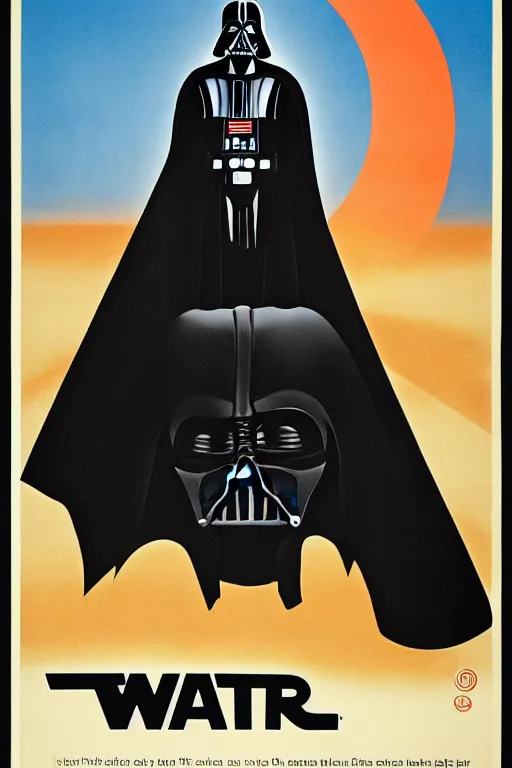 Image similar to vintage travel poster of darth vader