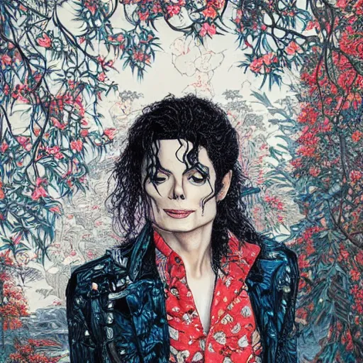 Image similar to a portrait of Michael Jackson in a scenic environment by James Jean, hyperdetailed