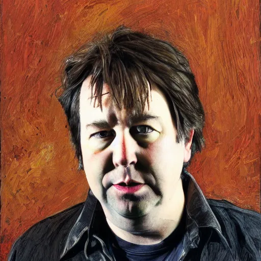 Prompt: a portrait of bill hicks in the style of lucien freud