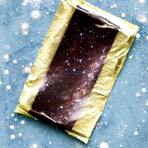 Image similar to The milky way galaxy wrapped in a milky way chocolate bar wrapper