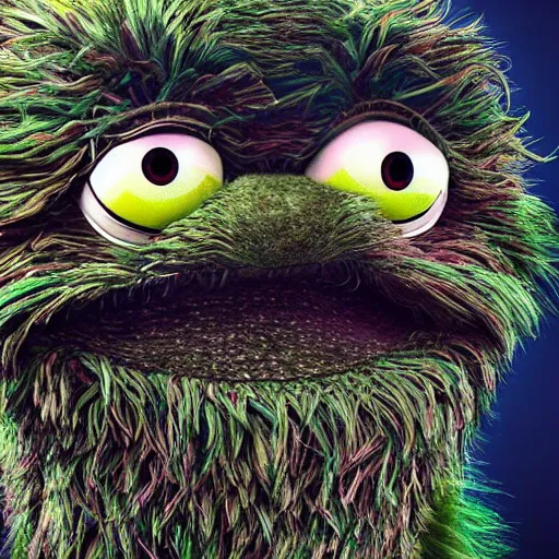 Image similar to stunning award winning hyperrealistic hdr 8 k highly detailed portrait photo of oscar the grouch as a real human