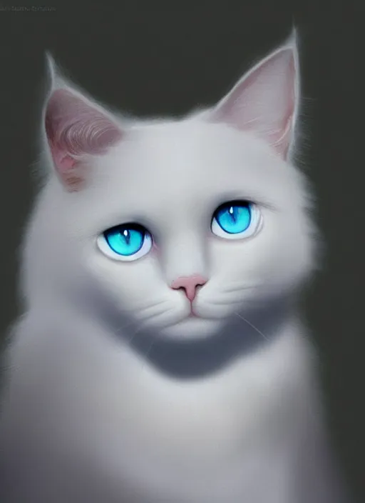 Prompt: beautiful digital art of a white ragdoll cat with blue eyes, trending on artstation