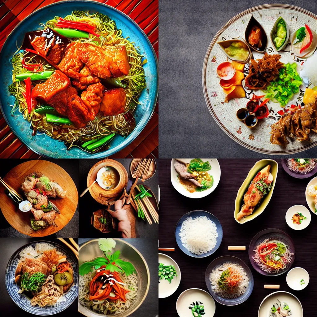 Prompt: mouthwatering Asian cuisine, food photography