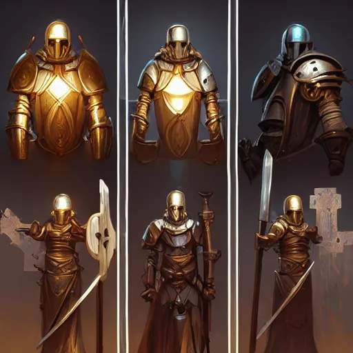 Prompt: beautiful warforged crusades construct wood steel holy cleric crusader runes warforged crusades tabard cloak divine, knights templar, glowing eyes, intricate, elegant, highly detailed, digital painting, artstation, concept art, smooth, sharp focus, illustration, art by artgerm and greg rutkowski and alphonse mucha and loish and wlop