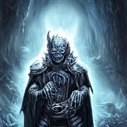 Prompt: Lich King with face of gollum