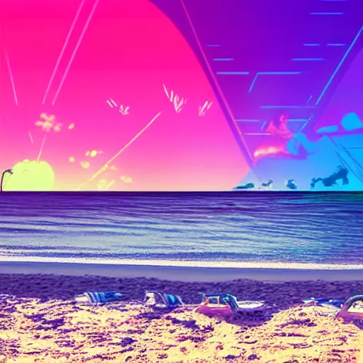 Prompt: synthwave beach in real life