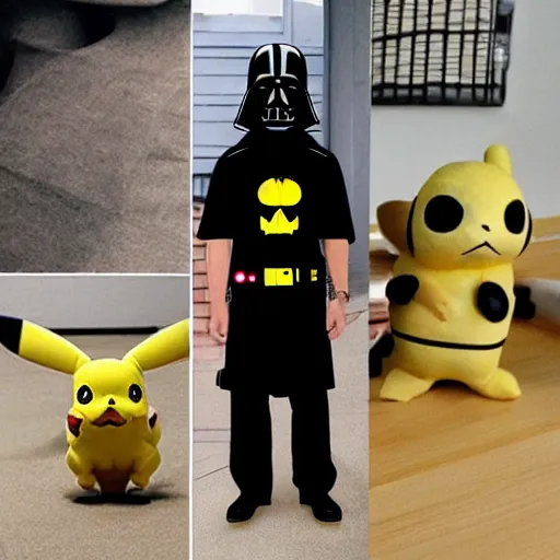 Prompt: half Pikachu, half Darth Vader