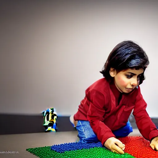 Prompt: saddam hussain playing with lego, realistic, award winning, photography,