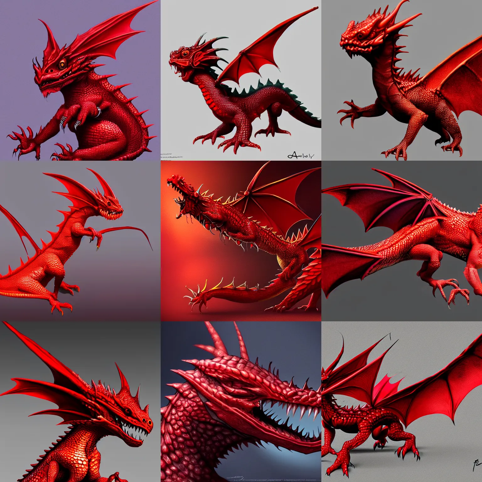Prompt: a small arrogant red dragonling pet, highly detailed digital art, realistic, 8k, trending on Artstation