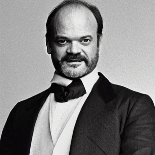 Image similar to victorian photograph of kelsey grammer, very grainy, blurry