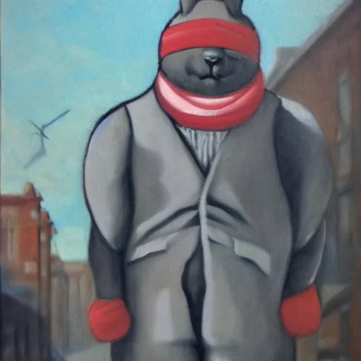 Image similar to Socialist realist painting of Big Chungus by Isaak Izrailevich, Highly detailed, Full body portrait, Masterpiece