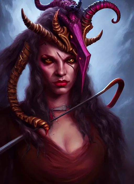 Image similar to tiefling bard, full body, hyper realistic, extremely detailed, dnd character art portrait, dark fantasy art, intricate fantasy painting, dramatic lighting, vivid colors, deviantart, artstation, by sarah stone.