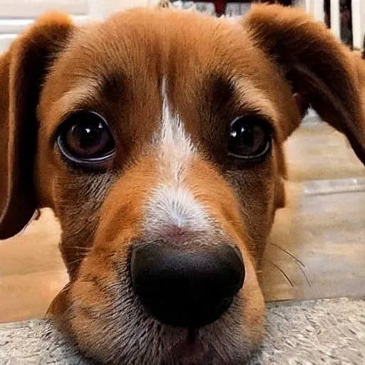 Prompt: a puppy dog with the cutest puppy eyes begging for a treat