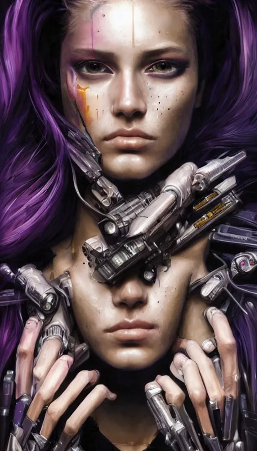 Prompt: cyberpunk, perfectly-centered-Portrait of the most beautiful women on the planet, 80s makeup, professional model, high fashion, sweaty, motherboard, insane, intricate, highly detailed, digital painting, artstation, concept art, smooth, sharp focus, illustration, Unreal Engine 5, 8K, art by artgerm and greg rutkowski and alphonse mucha