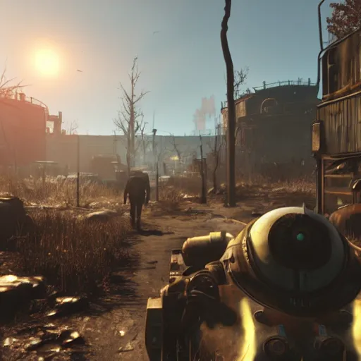 Image similar to fallout 4 in space, high res, raytracing, unreal engine