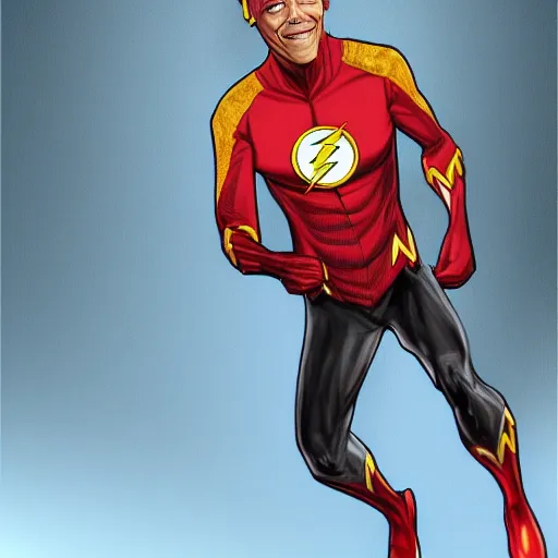 Image similar to Barack Obama as The Flash, digital painting, highly detailed