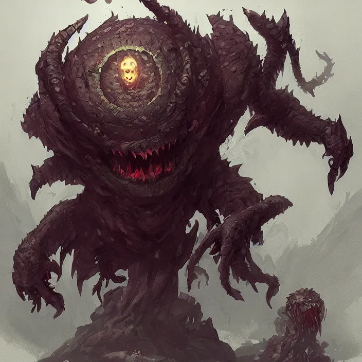 Prompt: monster design, a beholder monster from dungeons and dragons by greg rutkowski, trending on artstation