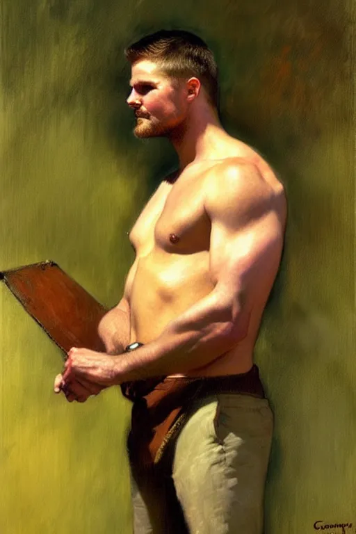 Image similar to stephen amell, painting by gaston bussiere, craig mullins, j. c. leyendecker, edgar degas