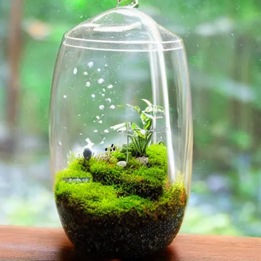Image similar to moss terrarium with a waterfall