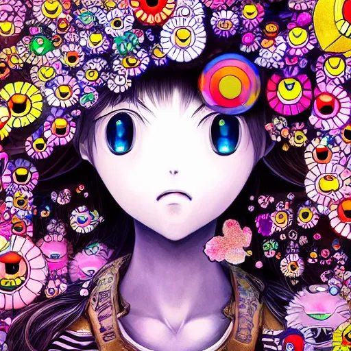 Image similar to an anime worm girl, beautiful shadowing, 3 d shadowing, reflective surfaces, illustrated completely, 8 k beautifully detailed pencil illustration, extremely hyper - detailed pencil illustration, intricate, epic composition, very very kawaii, masterpiece, bold complimentary colors. stunning masterfully painted by takashi murakami