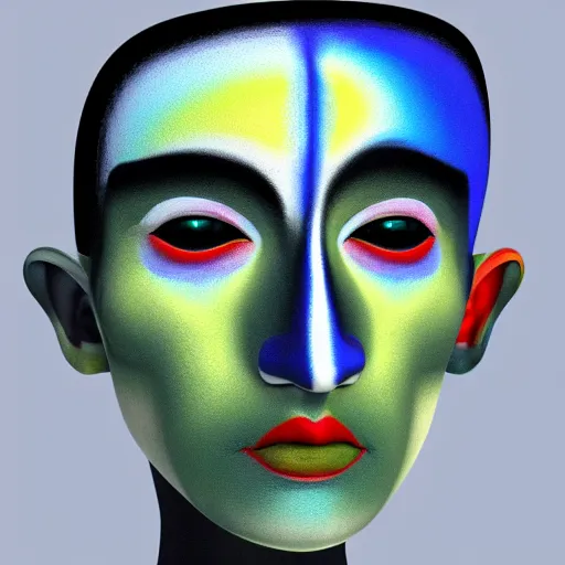 Prompt: painting of a face by Kandinsky with smooth gradients; 3d unreal engine, 4k 3d render