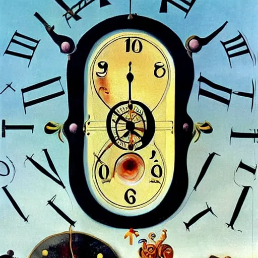 Prompt: a clock by salvador dali