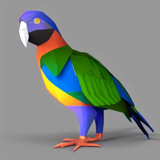 Prompt: low poly render of parrot