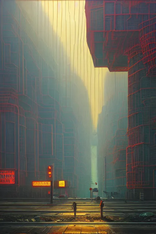 Image similar to downtown london in a redwood solar punk vision, oil on canvas by klaus burgle, simon stalenhag, ultra - realistic 3 d depth shading