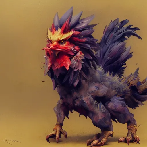 Prompt: expressive oil painting of ( ( ( rooster ) ) ) pikachu chimera, by jean - baptiste monge, octane render by yoshitaka amano, by greg rutkowski, by jeremy lipking, by artgerm