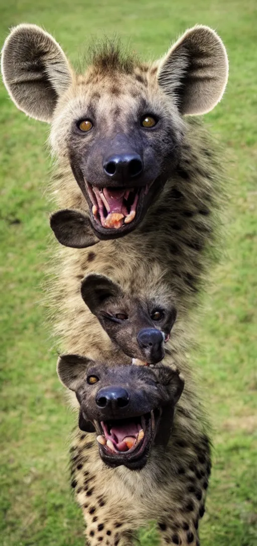 Prompt: a photo of a very happy Hyena wearing a birthday hat,