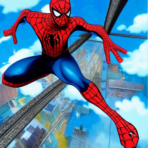 Prompt: Spiderman in one piece, detailed