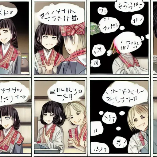 Image similar to japanese four panel 4koma manga comedy shoujo manga