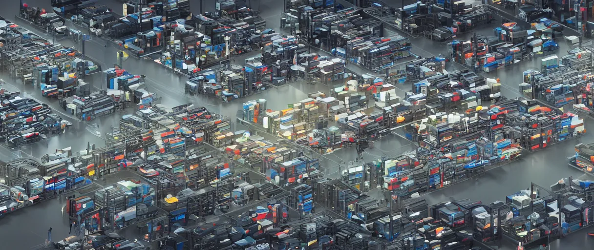 Image similar to isotype chart displaying the supply chain in detail, across multiple phases including logistics, manufacturing, warehousing, and sales, unreal engine, realistic, dramatic lighting, octane render, highly detailed, cinematic lighting, cinematic