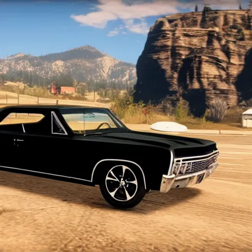 Image similar to 4 door 1 9 6 7 chevrolet impala painted black, in red dead redemption 2