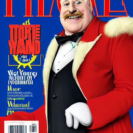 Image similar to doctor eggman as person of the year on the cover of time magazine. doctor robotnic as person of the year on the cover of time magazine