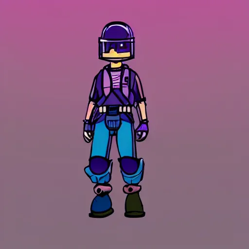 Prompt: cyberpunk soldier, cartoon, mario 64 style, dream, pastel palette, cute