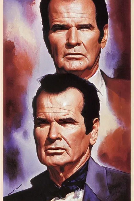 Prompt: James Garner portrait by Drew Struzan