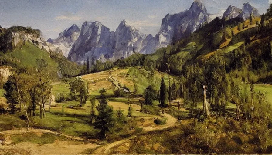 Image similar to a beautiful hill valley by eugene von guerard, ivan shishkin, john singer sargent