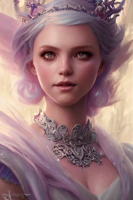 Image similar to fairy princess, highly detailed, d & d, fantasy, highly detailed, digital painting, trending on artstation, concept art, sharp focus, illustration, art by artgerm and greg rutkowski and magali villeneuve