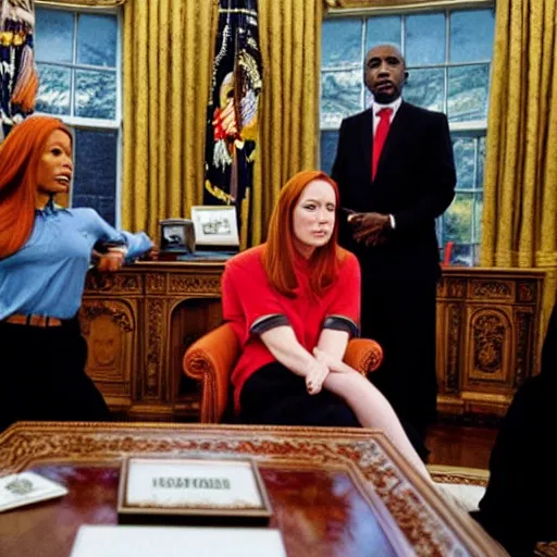 Image similar to Jen Psaki and Tupac Shakur acting fools high on LEAN in the oval office , Photograph By Rineke Dijkstra; by Yoichi Okamoto