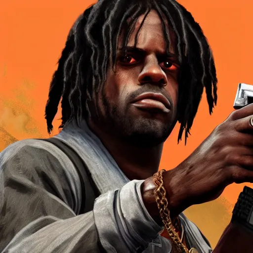 Image similar to Rapper Chief Keef In red dead redemption 2 digital art 4K quality super realistic