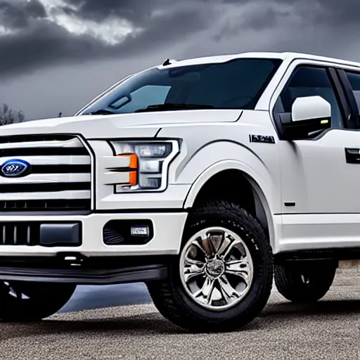 Prompt: a ford f-150 thats a tank, 4k, high detail, high-resolution photograph, professional photography, ultra-detail