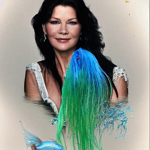 Image similar to catherine zeta - jones as a betta fish, realistic