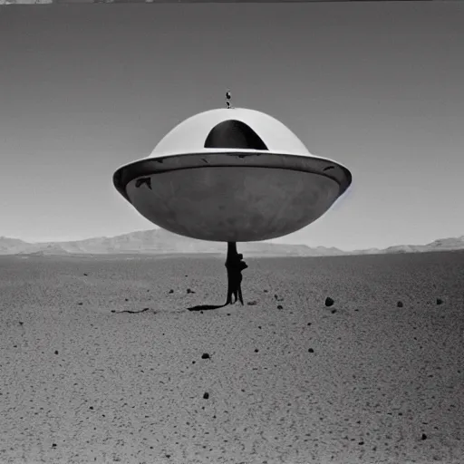 Image similar to vintage photograph unpublished photo of UFO in the desert of roswell sepia