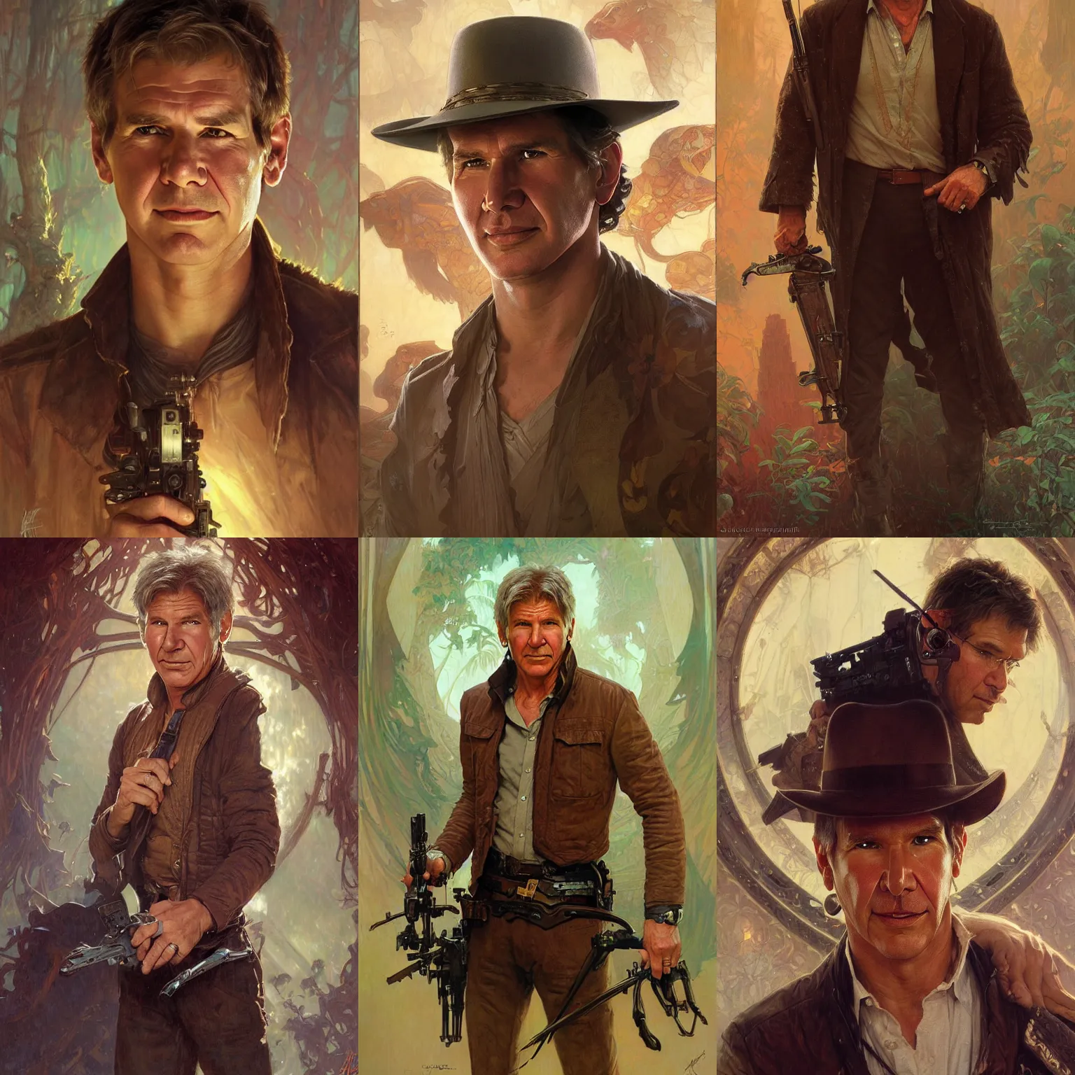 Prompt: young harrison ford portrait, fantasy, regal, intricate, by stanley artgerm lau, greg rutkowski, thomas kindkade, alphonse mucha, loish, norman rockwell