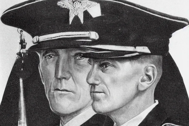 Image similar to magazine illustration of paul gosar in an ss officer uniform