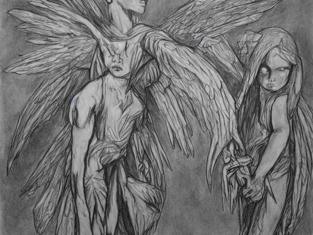 Image similar to apocalypse angel drawing by a child