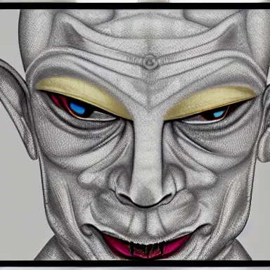 Prompt: zportre of an adhd psychonautistic trader in shape of zen devil, digital painting, highly detailed